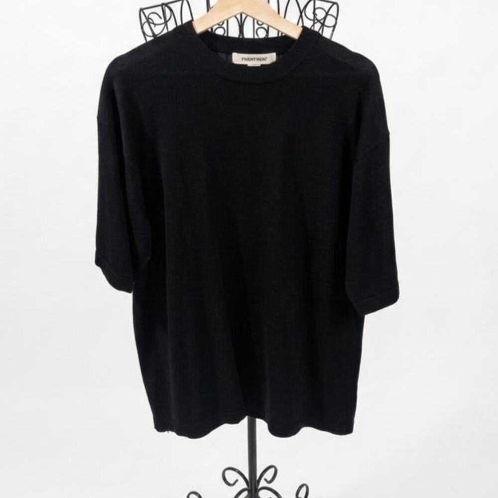 Pronto Uomo 100% Silk Knit Short Sleeve Men’s T-Shirt Black XXL